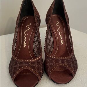 Nina Women's Elegant Bronze Peep-Toe Heels